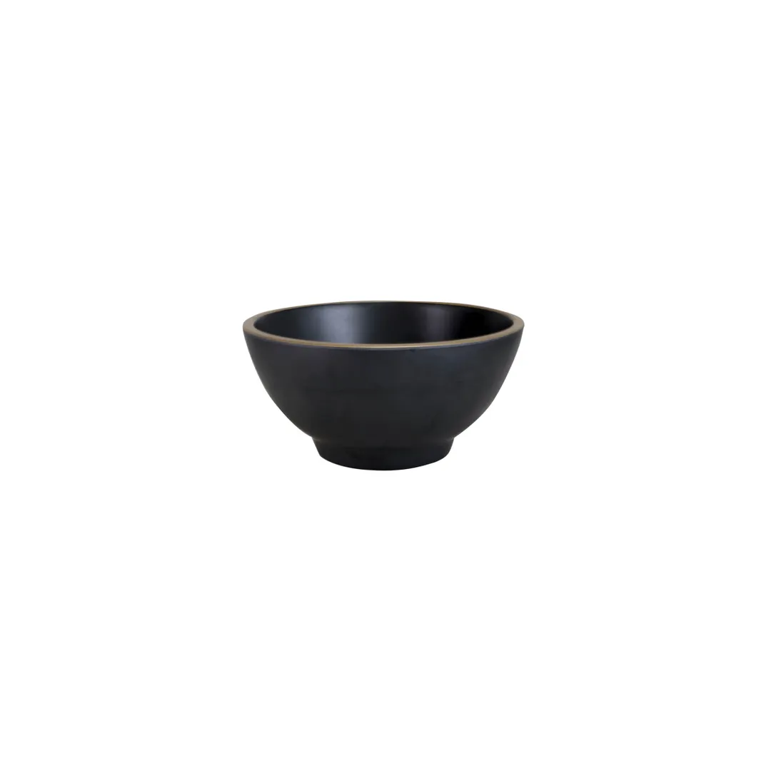 GET B245080-GLDB Round Black Melamine Bowl, 53 oz., 8" Dia. x 4" H, BPA‑Free, Dishwasher‑Safe, Gold Rim