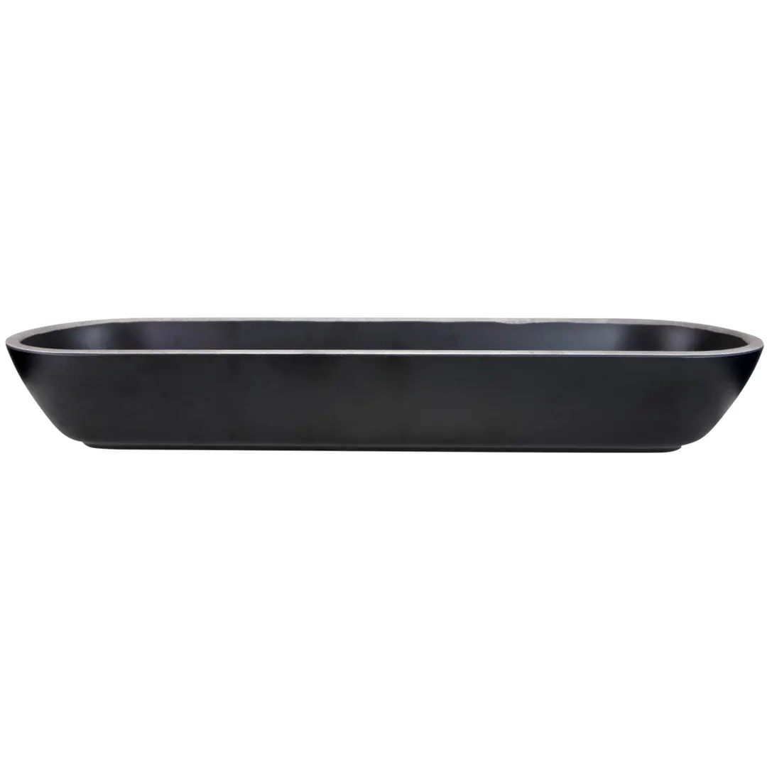 GET B247200-SLVB Elite Bowl, 97 Oz., 20-1/8"L x 5-7/8"W x 3"H, Oval, Melamine, Black Silver Rim