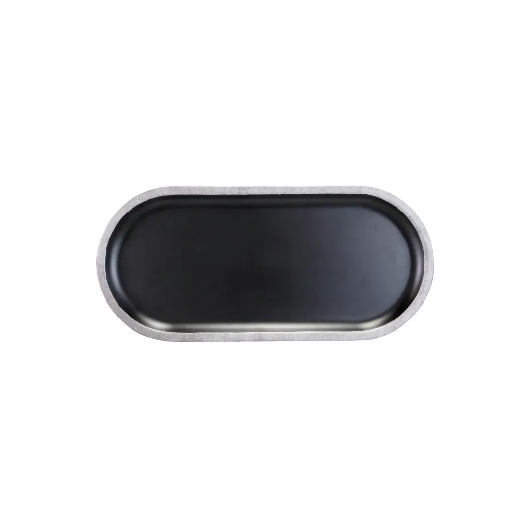 GET B251127-SLVB Elite Global Solutions Plate, 12-5/8"L x 5-7/8"W x 3/4"H, Oval, Melamine