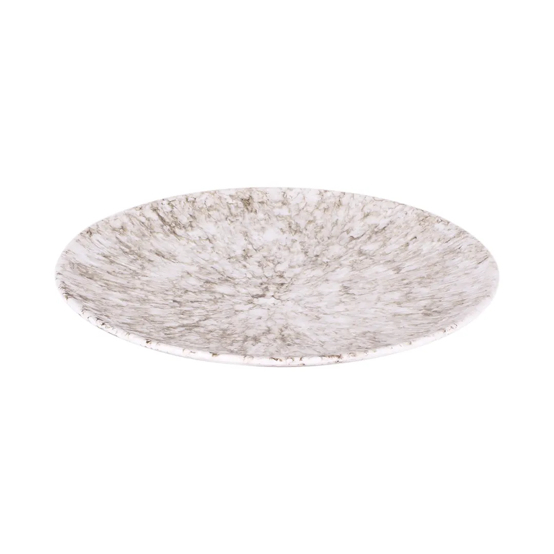 GET B380130-BRM Plate, 13" Dia x 1-3/8" H, Brown Marble Melamine Round, Break/Chip/Scratch Resistant