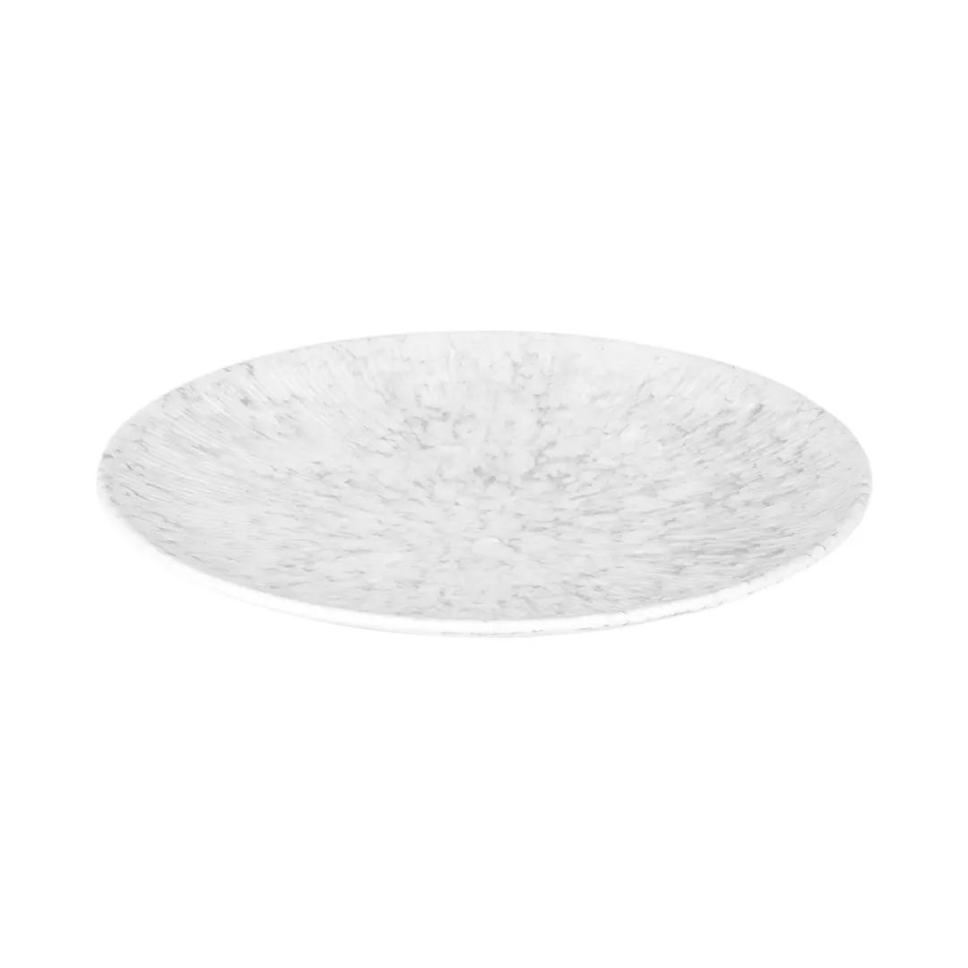 GET B380130-GYM Hermosa 13" Round Plate, 1-3/8" H, Melamine, Gray Marble, BPA Free, Dishwasher Safe