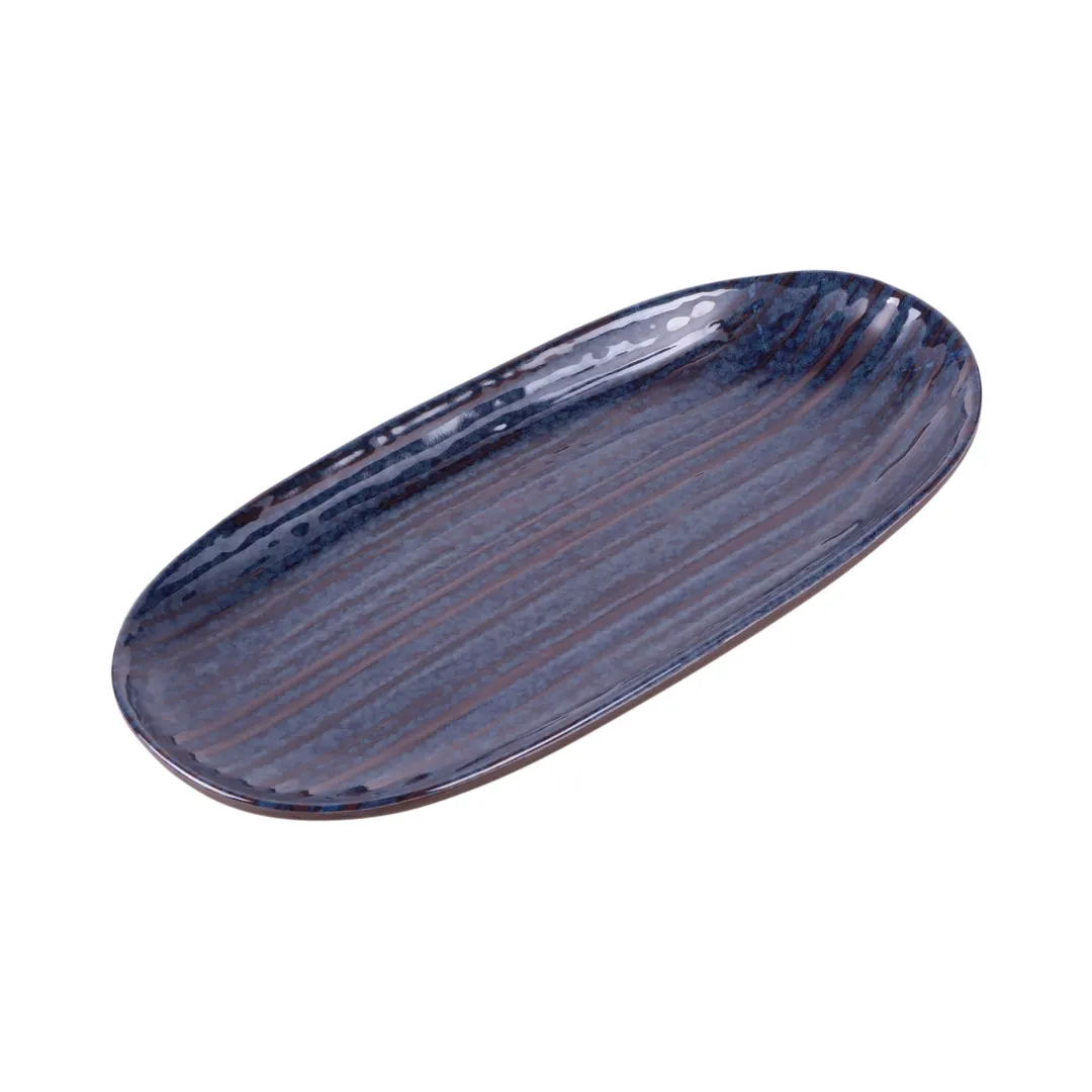 GET B396110-SDB Elite Global Solutions Oval Plate, 11" W x 5-1/4" D x 1" H, Blue, Melamine