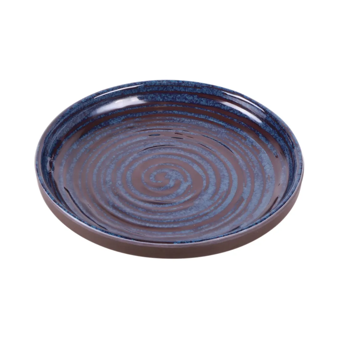 GET B398071-SDB Elite Global Solutions Round Coupe Plate, 7" Dia. x 1" H, Blue, Stardust, Melamine