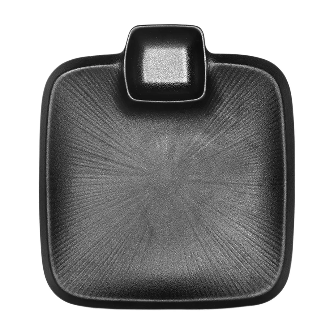 GET B428090-B Elite Global Solutions Chip & Dip Plate, 9" x 8" x 1", 1-1/2 Oz., Melamine, Black