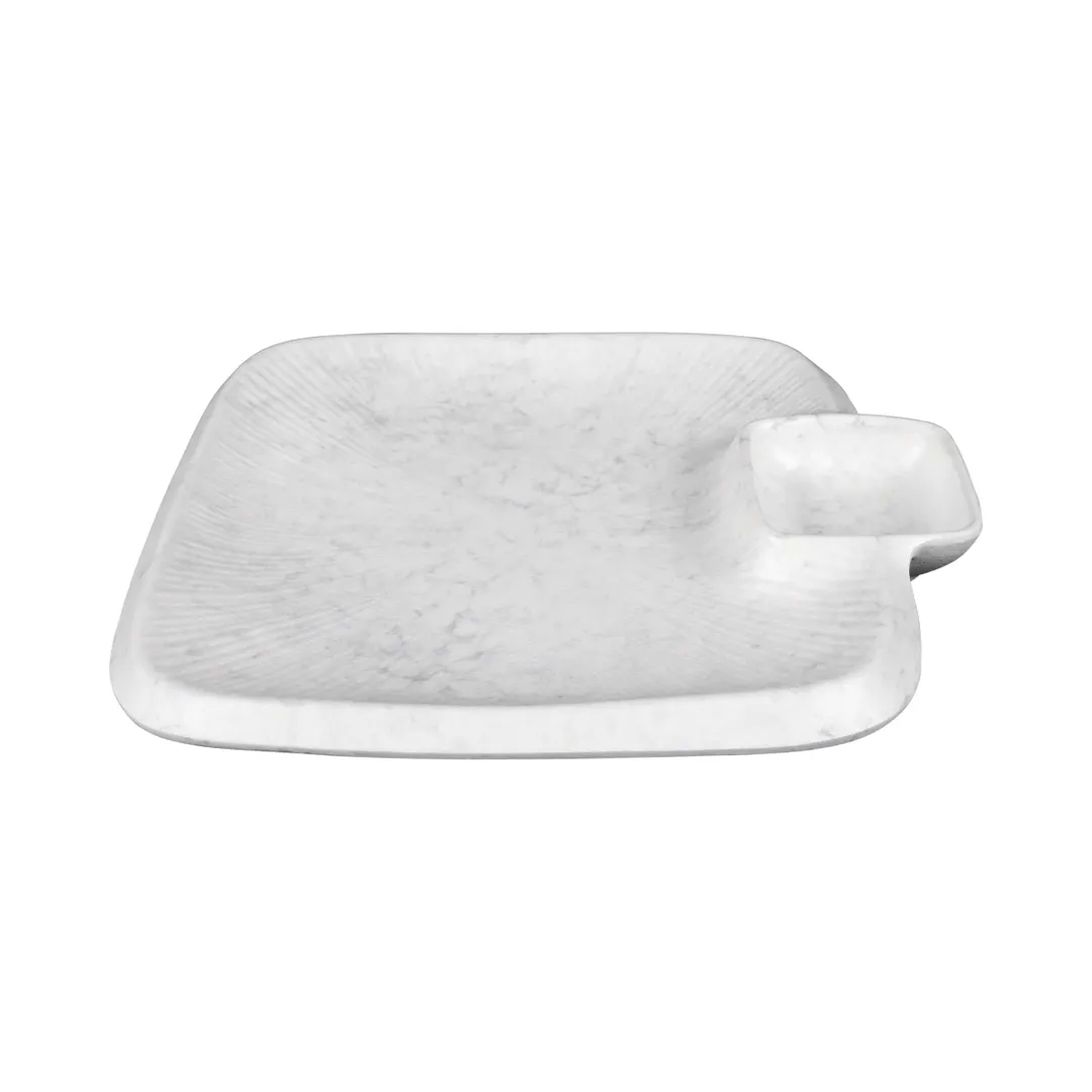 GET B428090-GYM Hermosa Chip & Dip Plate, 9" x 8" x 1", 1-1/2 Oz., Gray Marble, Melamine
