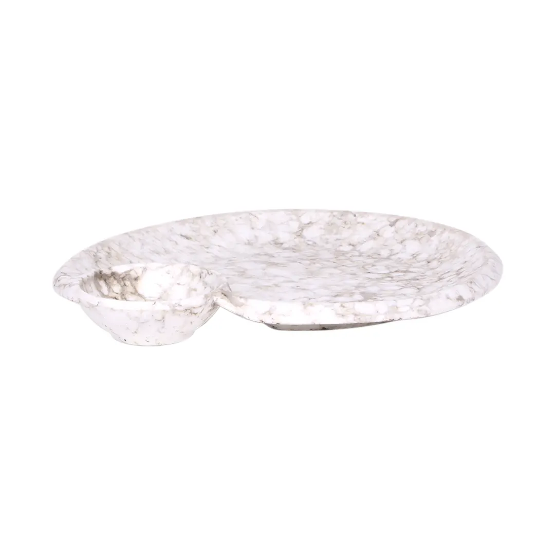 GET B429095-BRM Chip & Dip Plate, 9" x 8" x 1"H, 1-1/2 oz, Melamine, Brown Marble Finish