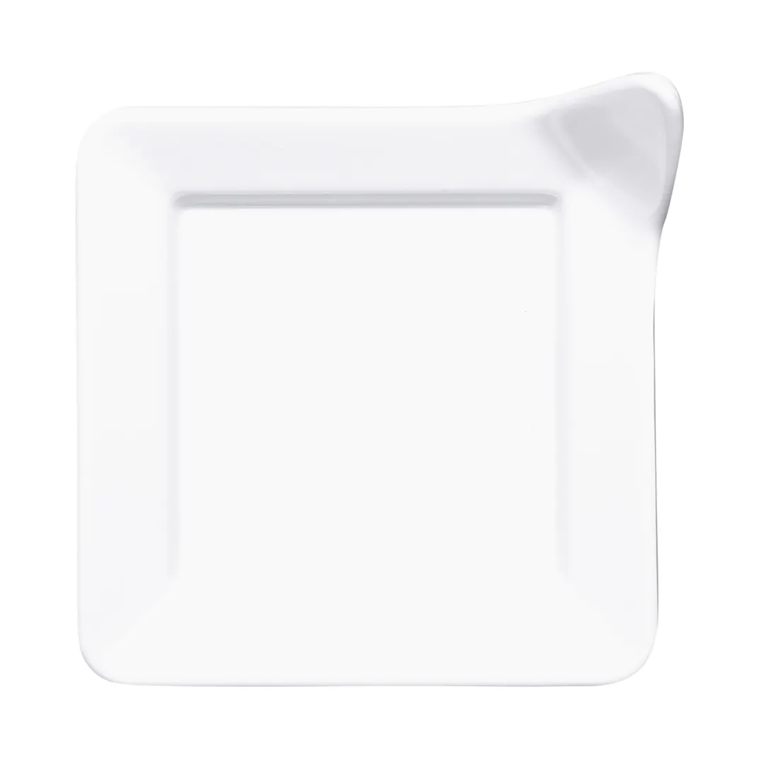GET B475SQ-W Plate, 4-3/4" x 7/8"H Square, White Melamine, Wide Rim, NSF Certified, Scratch Resistant
