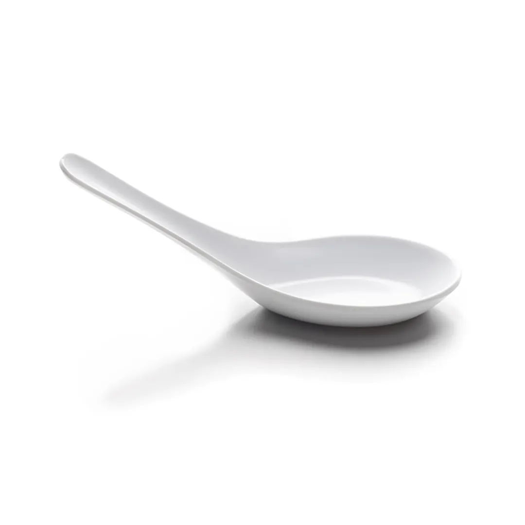 GET B512-W Chinese Soup Spoon, 5-1/2" x 1-3/4" x 2-1/8", White Melamine, Stain-Scratch Resistant