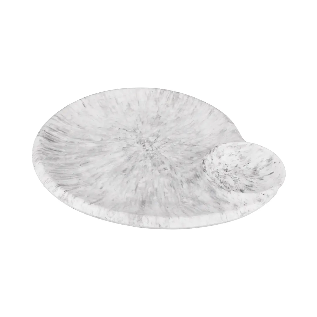 GET B598118-BBM Chip & Dip Plate, 10" Square, 2-Compartment, Melamine, Black Marble, BPA Free