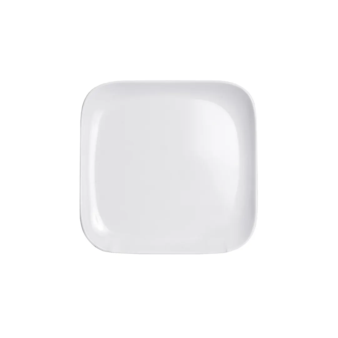 GET B6SQ-W 6" Square Plate, 1/2" High, White Melamine, BPA‑Free, Break‑Chip‑Stain‑Resistant