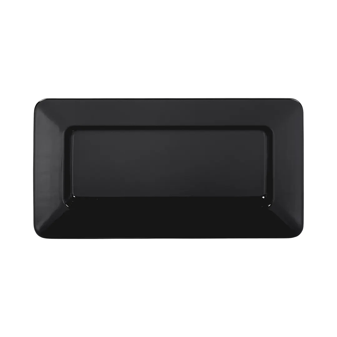 GET B815RC-B Plate, 15"L x 8"W x 1-1/2"H, Rectangular, Wide Rim, Melamine, Black