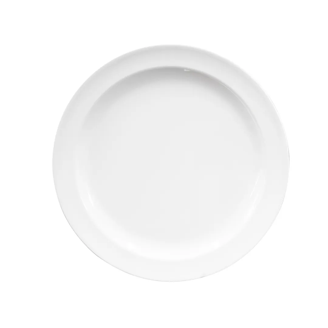 GET B91PL-W Plate, 9" Dia x 3/4" H, White Melamine, Narrow Rim, Break/Chip/Stain-Resist, NSF Certified