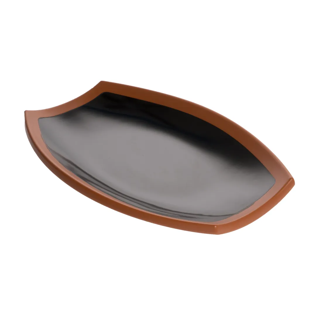 GET BAL101 Cheforward Balance Plate, 10"L x 7"W, Rectangular, Melamine, Black/Matte Terra Cotta