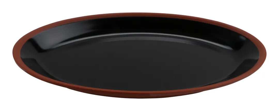 GET BAL107 Cheforward Balance Platter, 10" x 5-7/8", Oval, Melamine, Shiny Black/Matte Terra Cotta