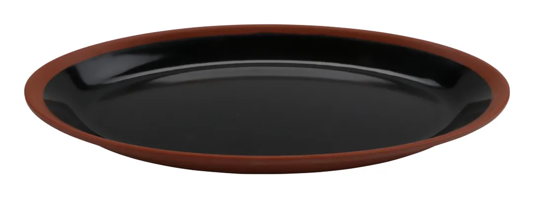 GET BAL108 Cheforward Platter – 11" x 6-1/2" Oval Melamine, Black/Matte Terra Cotta, Dishwasher Safe