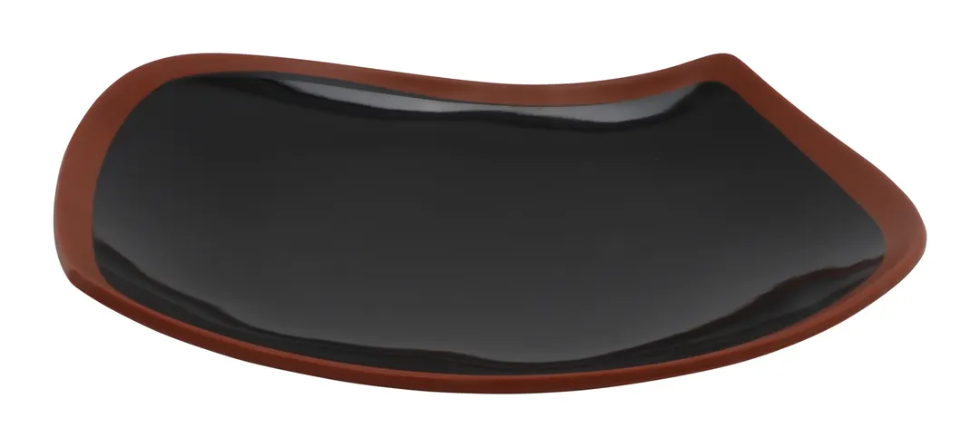 GET BAL110 Cheforward Leaf Platter, 10" Black & Matte Terra Cotta Melamine, Dishwasher Safe