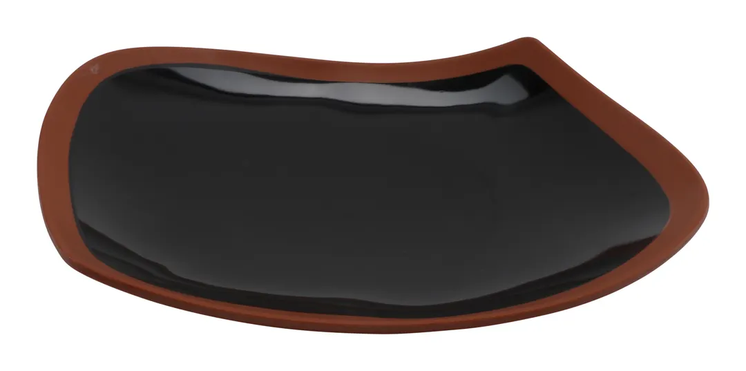 GET BAL111 Cheforward Balance Leaf Platter, 11" x 8.68", Melamine, Shiny Black/Matte Terra Cotta