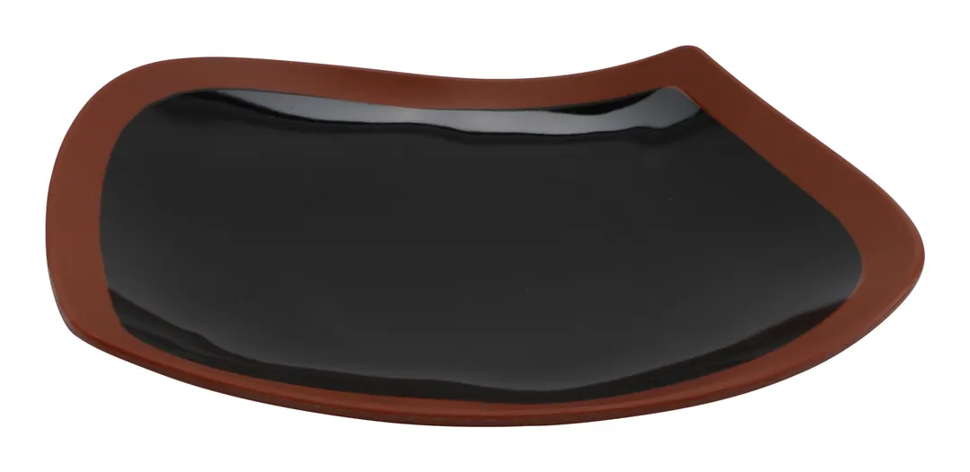 GET BAL112 Cheforward Balance Leaf Platter, 12" x 9-1/2", Melamine, Two-Tone Black/Matte Terra Cotta