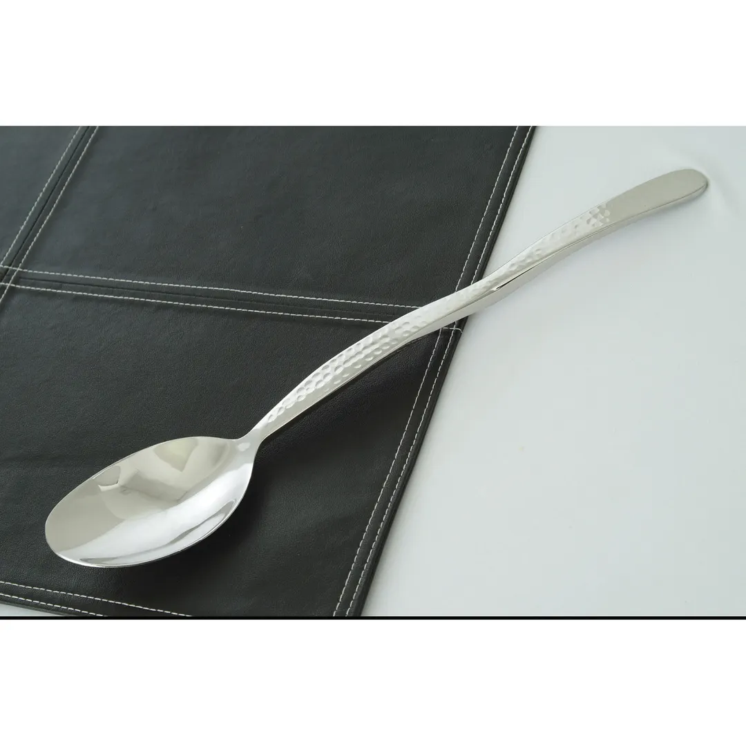 GET BSPD-03 Serving Spoon, 13" Solid 18/8 Stainless Steel, Pounded, Non-Insulated Handle