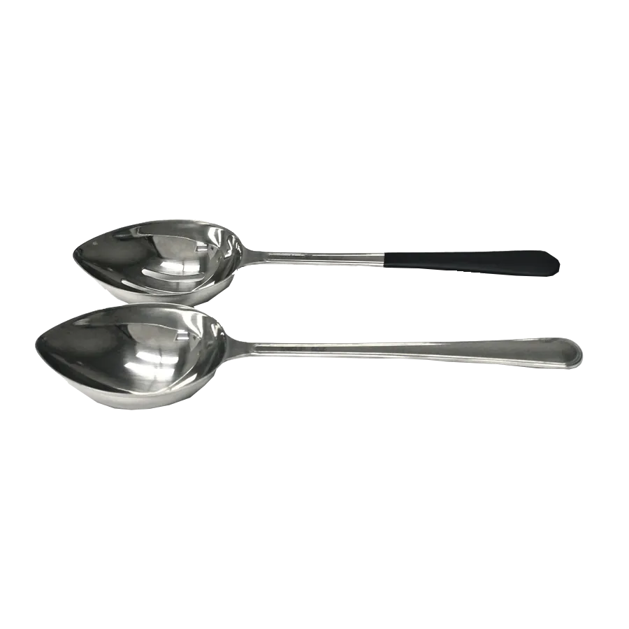 GET BSRIM-35 Portion Control Spoon, 4 Oz, 12" Slotted, Black Handle, Stainless Steel, Perforated