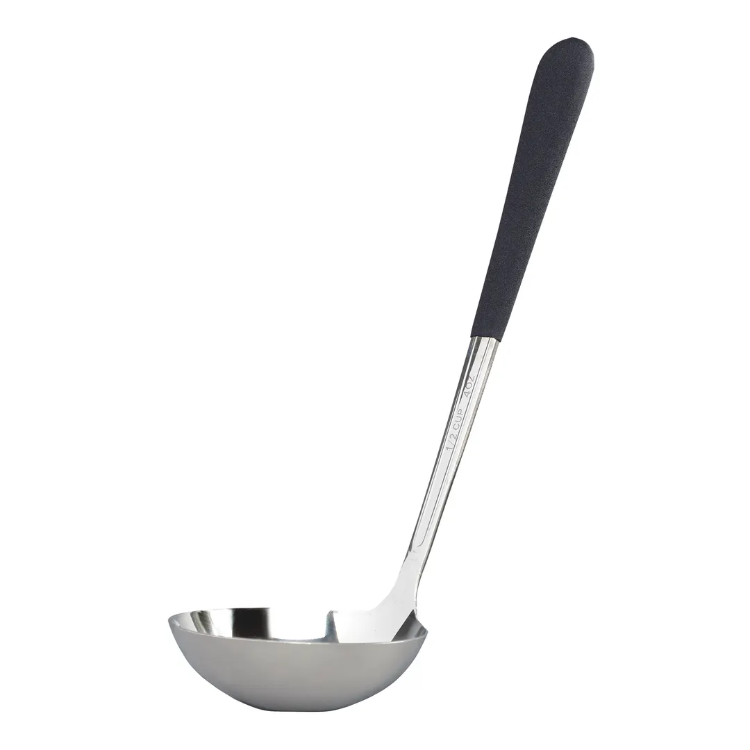 GET BSRIM-53-BK 4 oz. Serving Ladle, 9-1/2" Length, Stainless Steel, Black Cool‑Grip Handle, Mirror