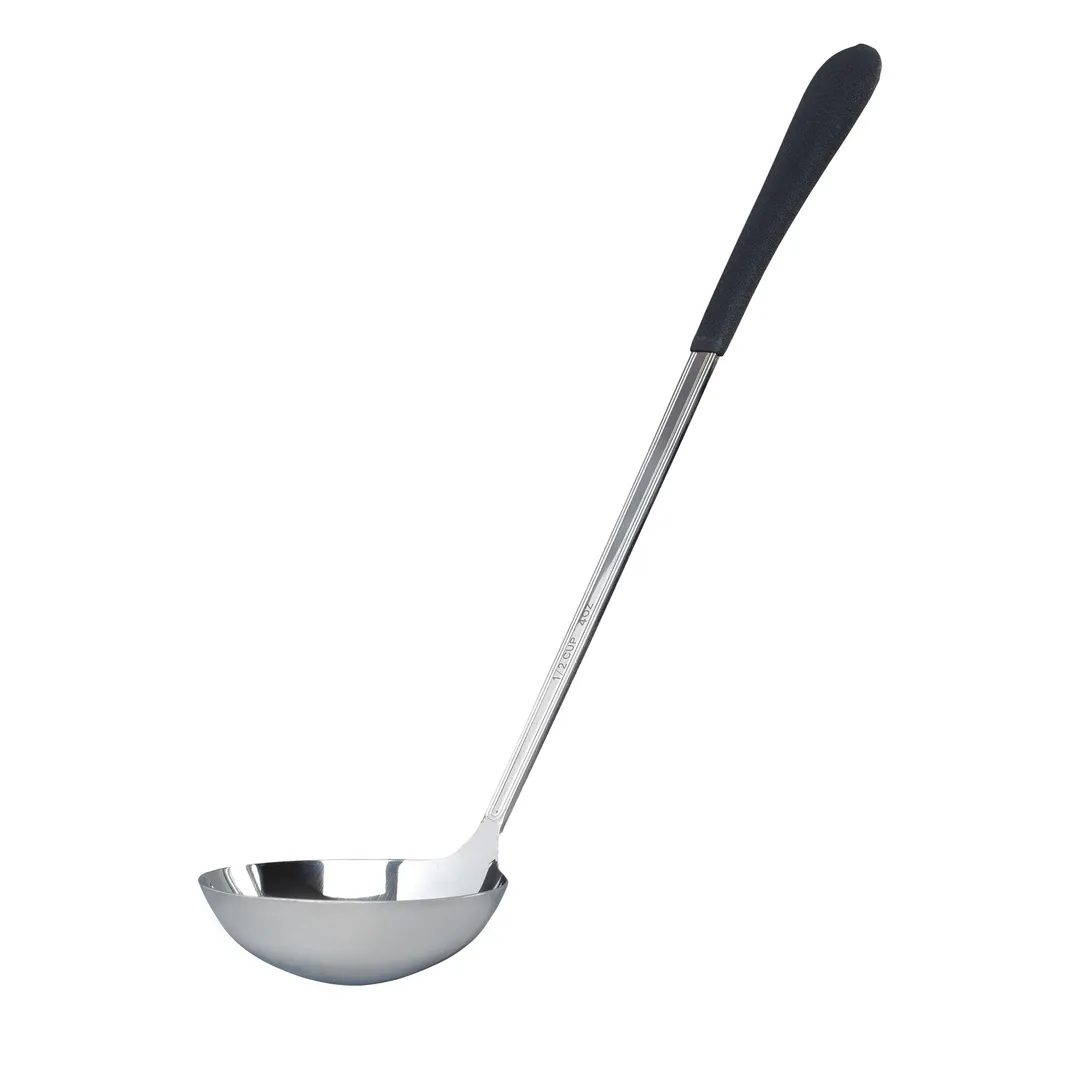 GET BSRIM-58-BK 4 oz Serving Ladle – 12-1/2" Length, Stainless Steel Mirror, Black PVC Handle