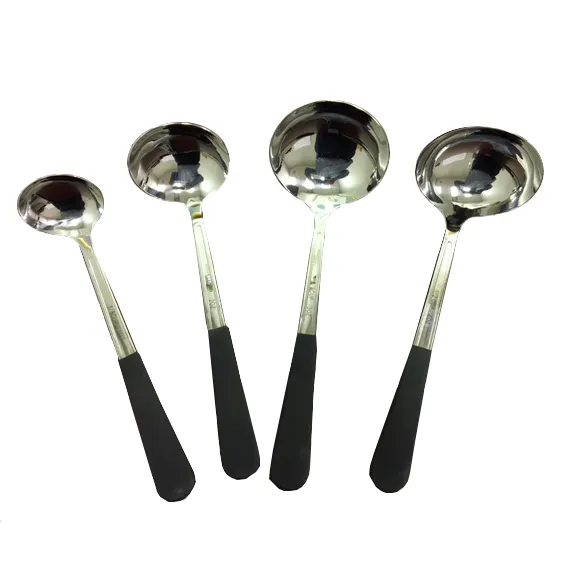 GET BSRIM-59-BK 12-1/2" Ladle, 6-8 oz, Stainless Steel, Mirror, PVC Handle, Dishwasher Safe