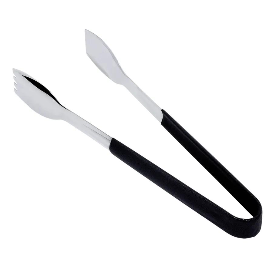 GET BSRIM-71-BK 12" Stainless Steel Tongs, Mirror, Black PVC Cool-Grip Handle Dishwasher Safe
