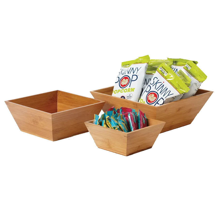 GET BWL-12-BAM Urban Renewal™ Square Bamboo Bowl, 6-1/2 Qt, 12" X 12" X 4-1/2" With PET Liner - 1/Case