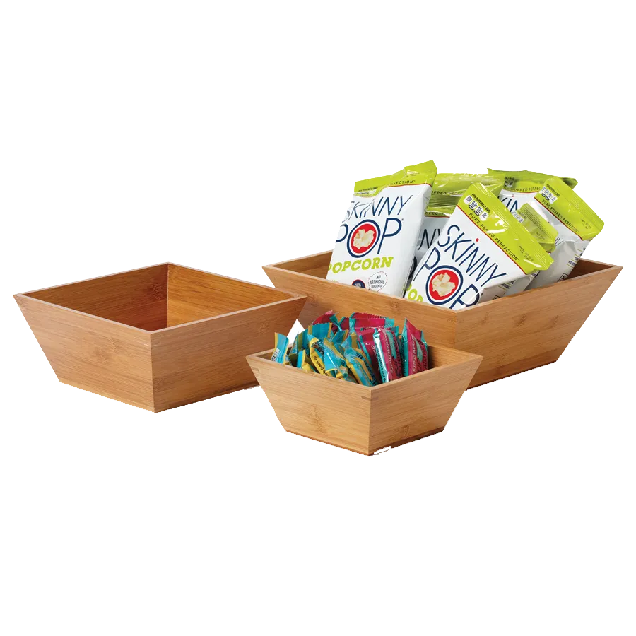 GET BWL-7-BAM Urban Renewal Bowl, 1-1/2 Qt., 7"L x 7"W x 3-1/4"H, Square, Bamboo, PET Liner - 1/Case