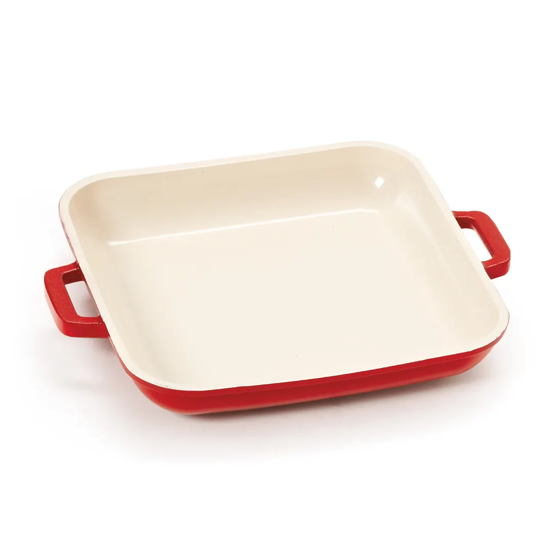 GET CA-004-RW/CC Heiss Mini Grill Pan, 6"x6" 10oz, Red/White, Cast Aluminum, Ceramic Enamel