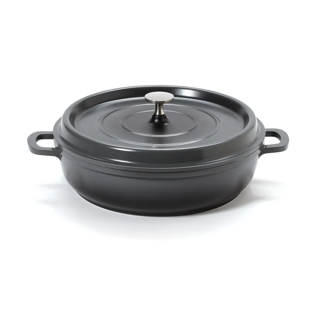 GET CA-005-GR/BK/CC Braiser Pan, 3 Qt, 10‑1/4" Dia x 2‑7/8" H, Aluminum, Gray/Black, Enamel Finish