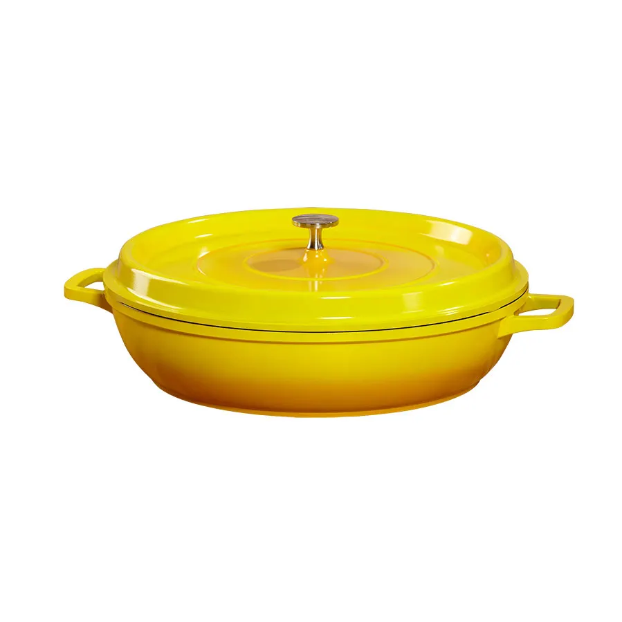 GET CA-005-Y/BK/CC Heiss™ Braiser Pan, 3 Qt, 10" Dia, Yellow/Black, Aluminum Base, Ceramic Enamel