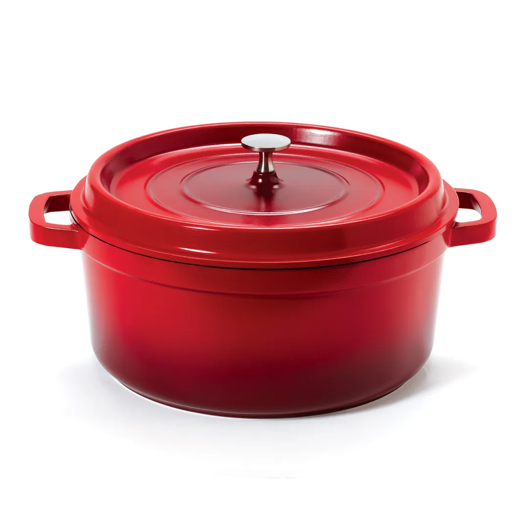 GET CA-006-R/BK/CC Heiss™ Dutch Oven, 6‑7 Qt, 11" Dia x 4½" H, Red, Enamel, Induction, 500°F