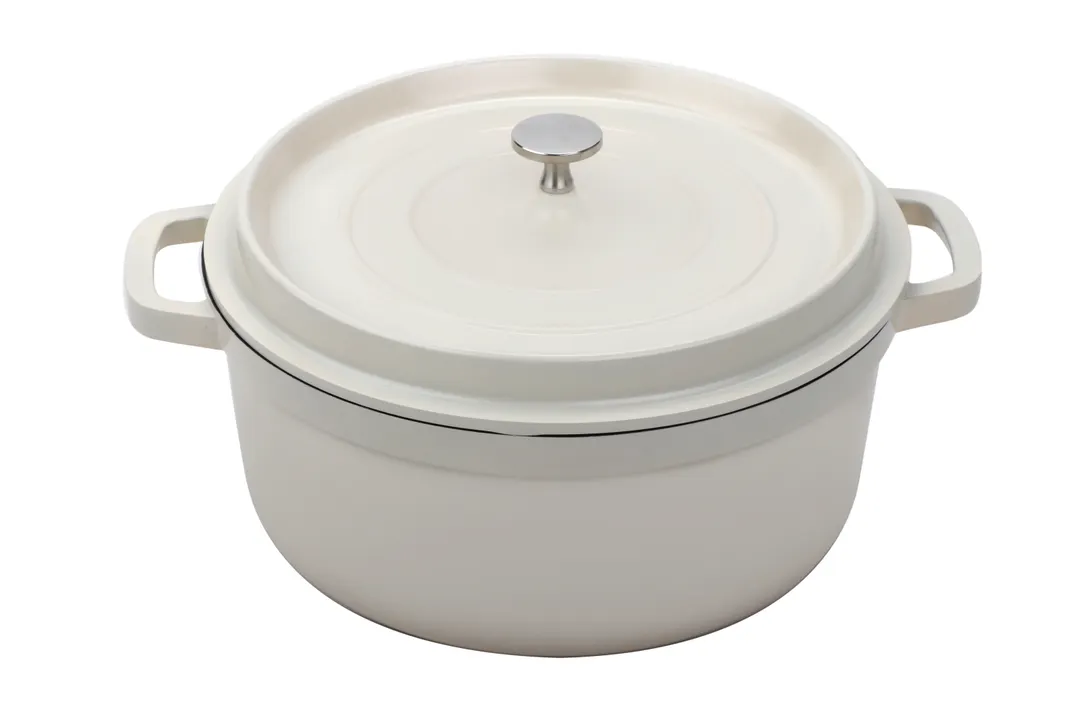 GET CA-007-AWH/BK/CC Dutch Oven, 6-7 Qt, 12-1/8"×9-7/8" White/Black Interior Aluminum Enamel - Set