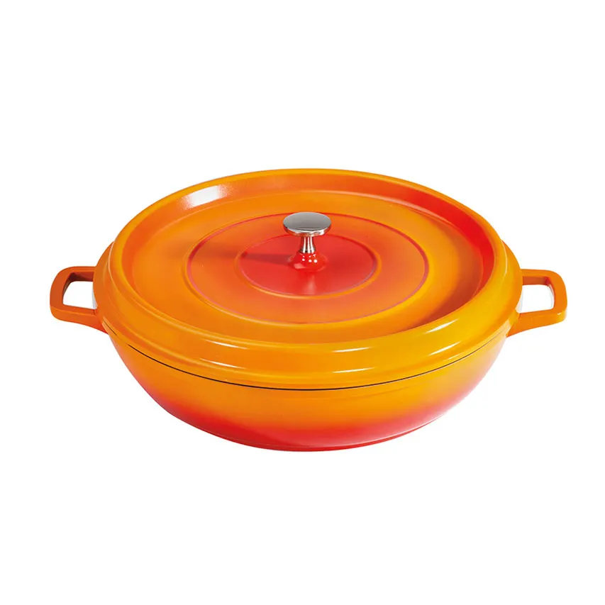 GET CA-008-O/BK/CC Heiss™ Braiser Pan, 12" x 2-7" (4‑5 Qt), Orange/Blk, Aluminum, Induction, Lid - Set