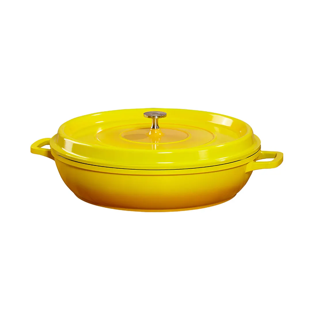 GET CA-008-Y/BK/CC Heiss™ Braiser Pan, 12", 4‑5 Qt, Yellow/Black, Aluminum, Induction, 500°F, Lid