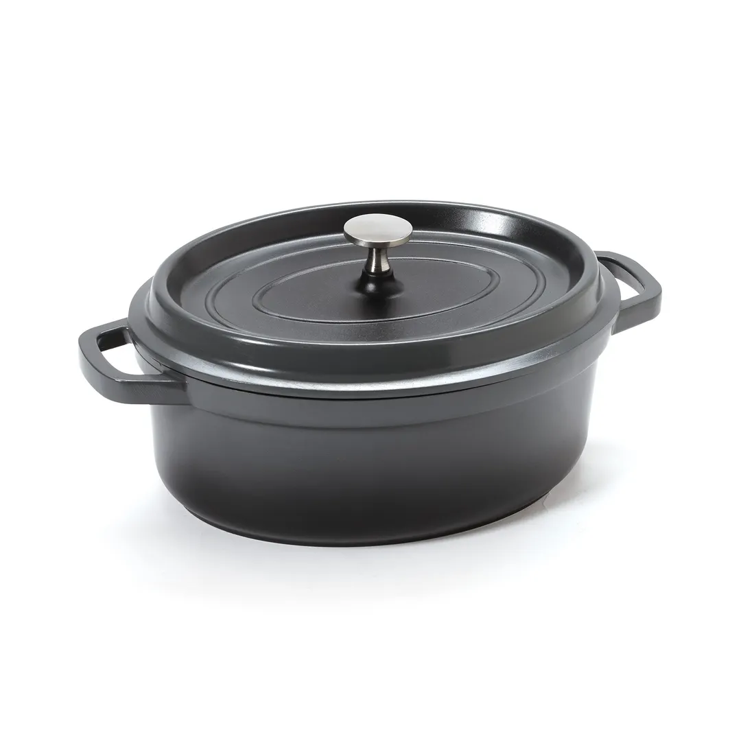 GET CA-009-GR/BK Heiss™ Induction Dutch Oven, 3.5 Qt, 10.25"×7.9"×3.5" Aluminum, Gray, 500°F - Set