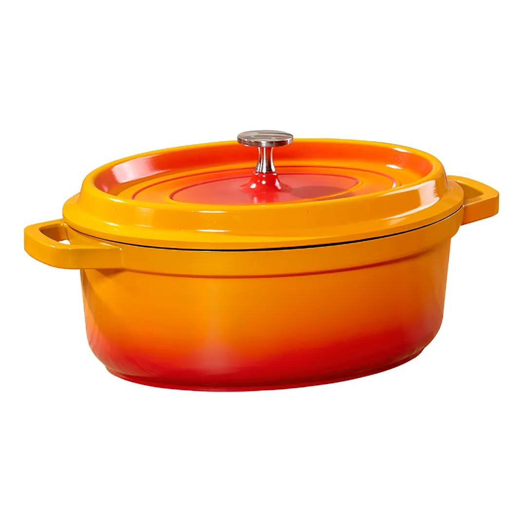 GET CA-009-O/BK/CC Heiss™ Dutch Oven, 3.5‑Qt, 10.25"×7.875"×3.5" Orange/Black, Alum. Enamel, Finish