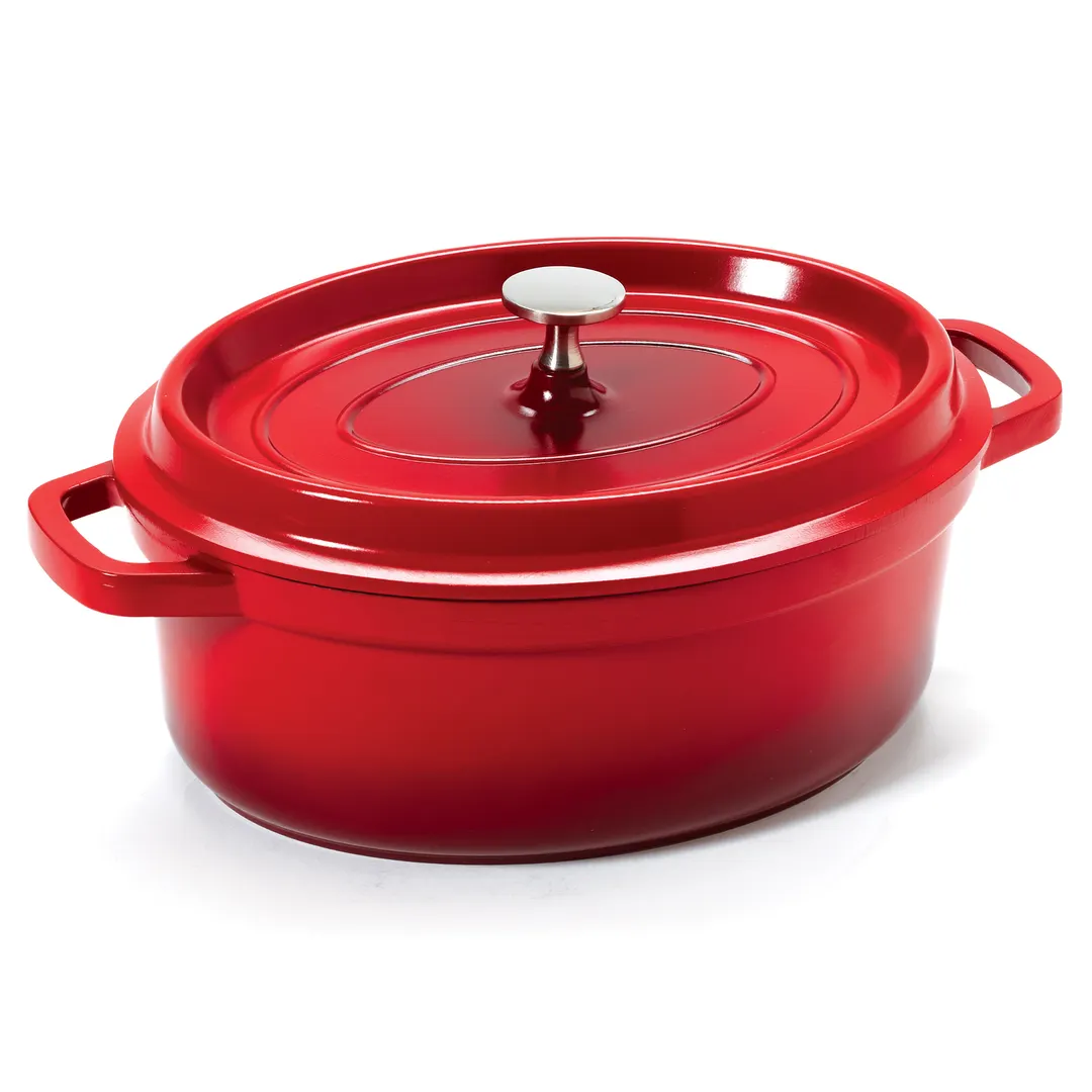 GET CA-009-R/BK/CC Heiss™ Induction Dutch Oven, 3-1/2 Qt Red/Black, 10"×8"×3.5" Enamel, 500°F Safe