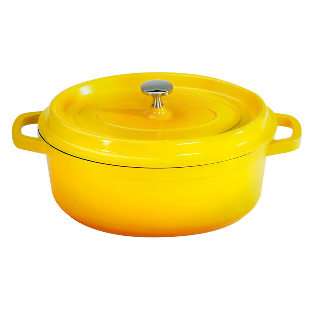 GET CA-009-Y/BK Heiss™ Dutch Oven, 3.5‑Qt, 10.25"x7.875"x3.5" Aluminum Yellow Enamel, 500°F - Set