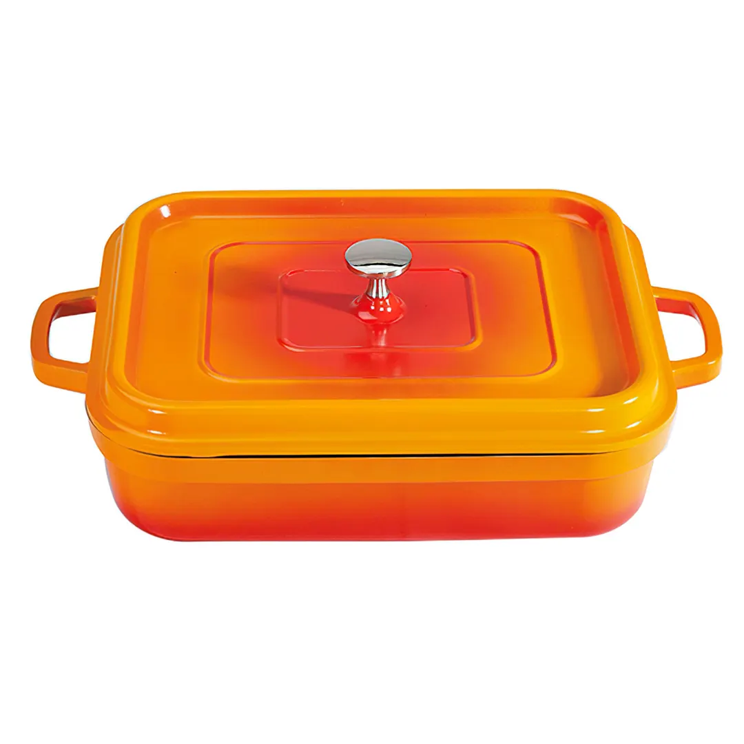 GET CA-010-O/BK/CC Induction Roaster, 5 Qt, 12"x10"x2" Lidded, Aluminum Enamel, Orange/Black