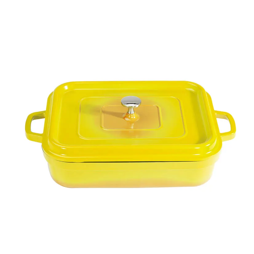 GET CA-010-Y/BK/CC Induction Roaster, 5 Qt, 12-7/8"x10-7/8"x2-3/4", Yellow/Black Aluminum Enamel, Lid