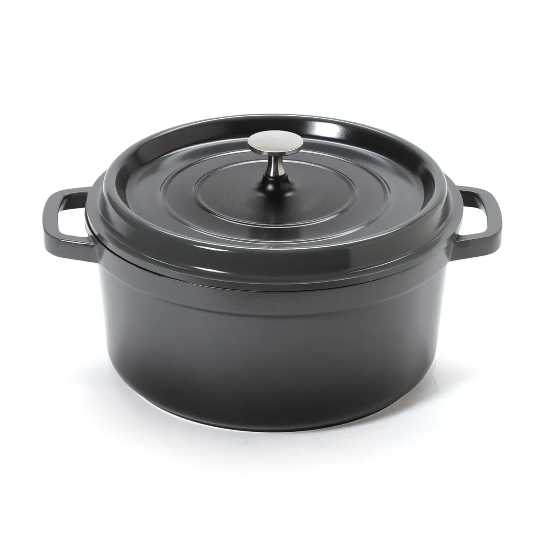 GET CA-012-GR/BK/CC Induction Dutch Oven, 4.5‑Qt, 9‑1/2" Dia x 4‑1/4" H, Gray, Aluminum Ceramic