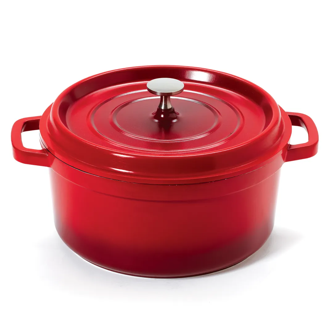 GET CA-012-R/BK/CC Heiss™ Dutch Oven, 4-5 Qt (9.5" Dia x 4.25" H), Red/Black, Aluminum Enamel