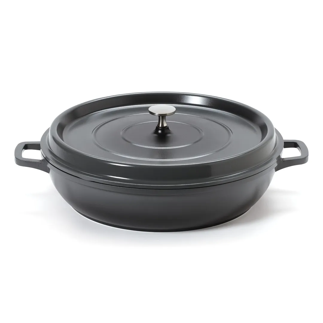 GET CA-015-GR/BK/CC Heiss™ Braiser Pan, 7.5 Qt, 14" Dia, Gray, Induction Ready, Enamel Finish - Set