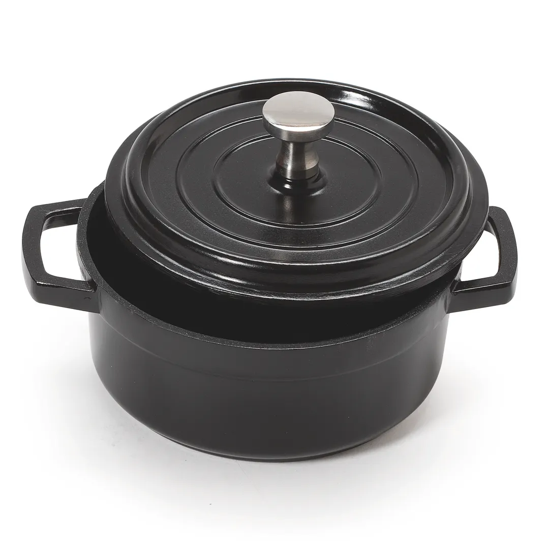 GET CA-102-BK/BK/CC Induction Pot, 8 oz. (10 oz. Rim), 4-1/4" Dia x 1-3/4" H, Black Cast Aluminum