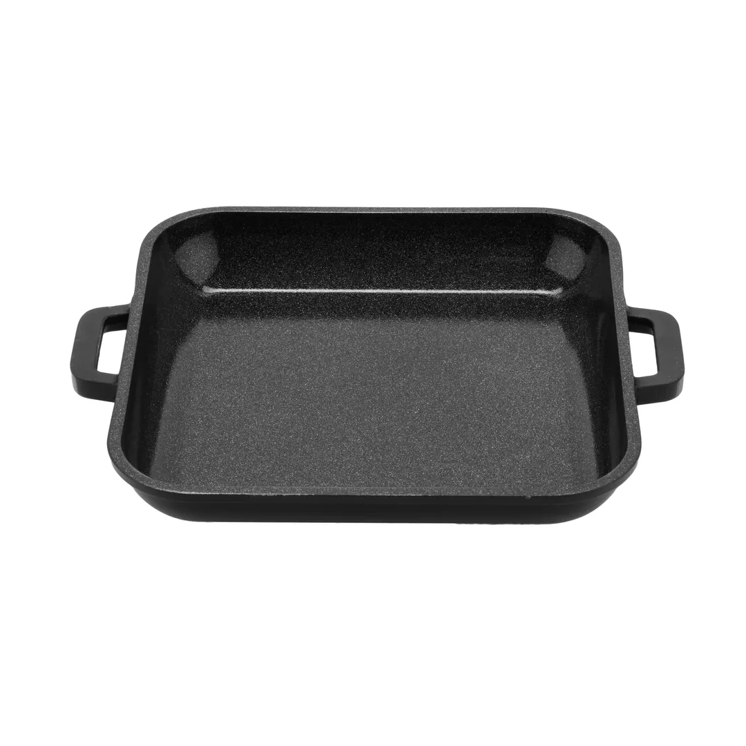 GET CA-104-BK/BK/CC Heiss Mini Induction Grill Pan, 6"x6" Square, 10oz, Cast Aluminum, Enamel, Black