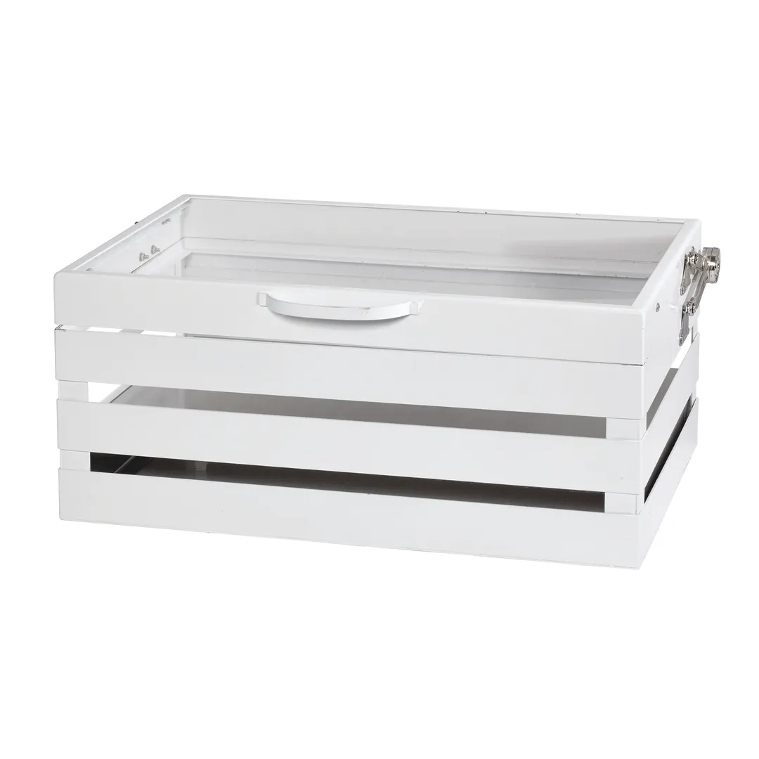GET CH-FULL-W Curator™ Chafer Crate Frame, 21-3/4" x 13-1/2" x 9-1/2", White Steel, Tritan Lid