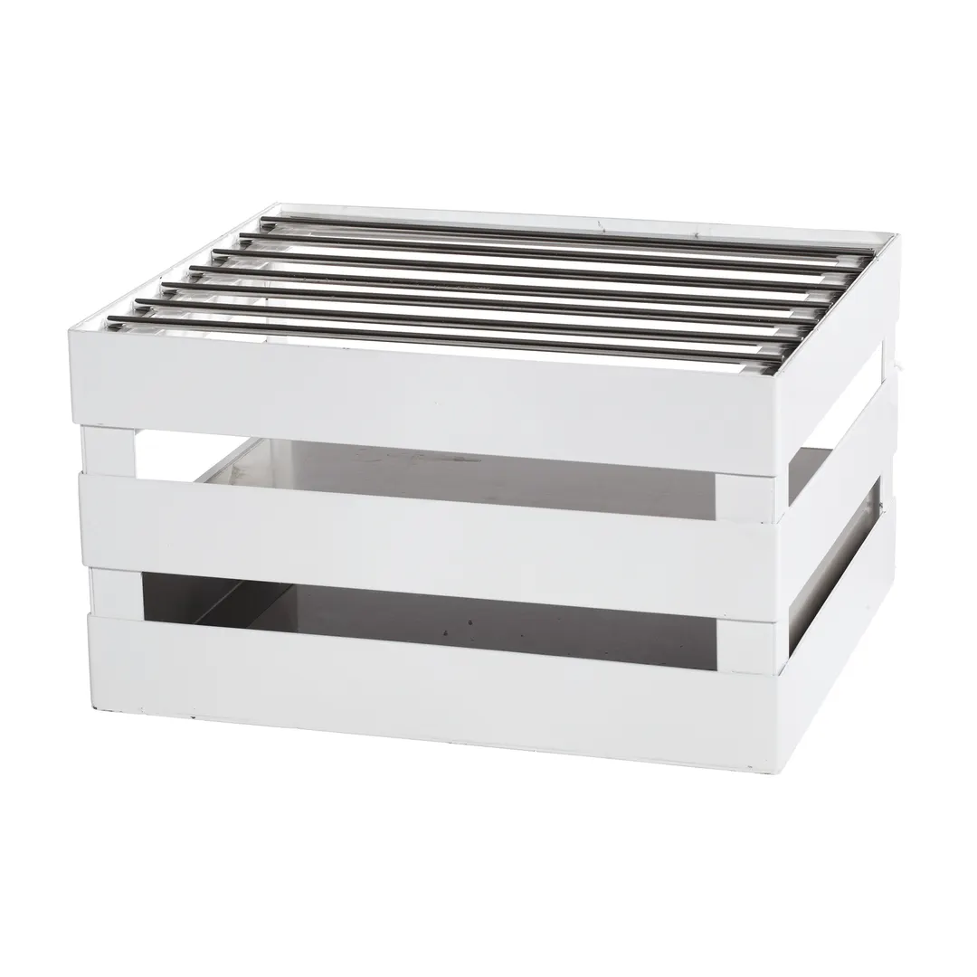 GET CH-HALF-W Chafer Crate Frame, 14-1/2" x 11-3/4" x 8", White Stainless Steel, Grill & Riser